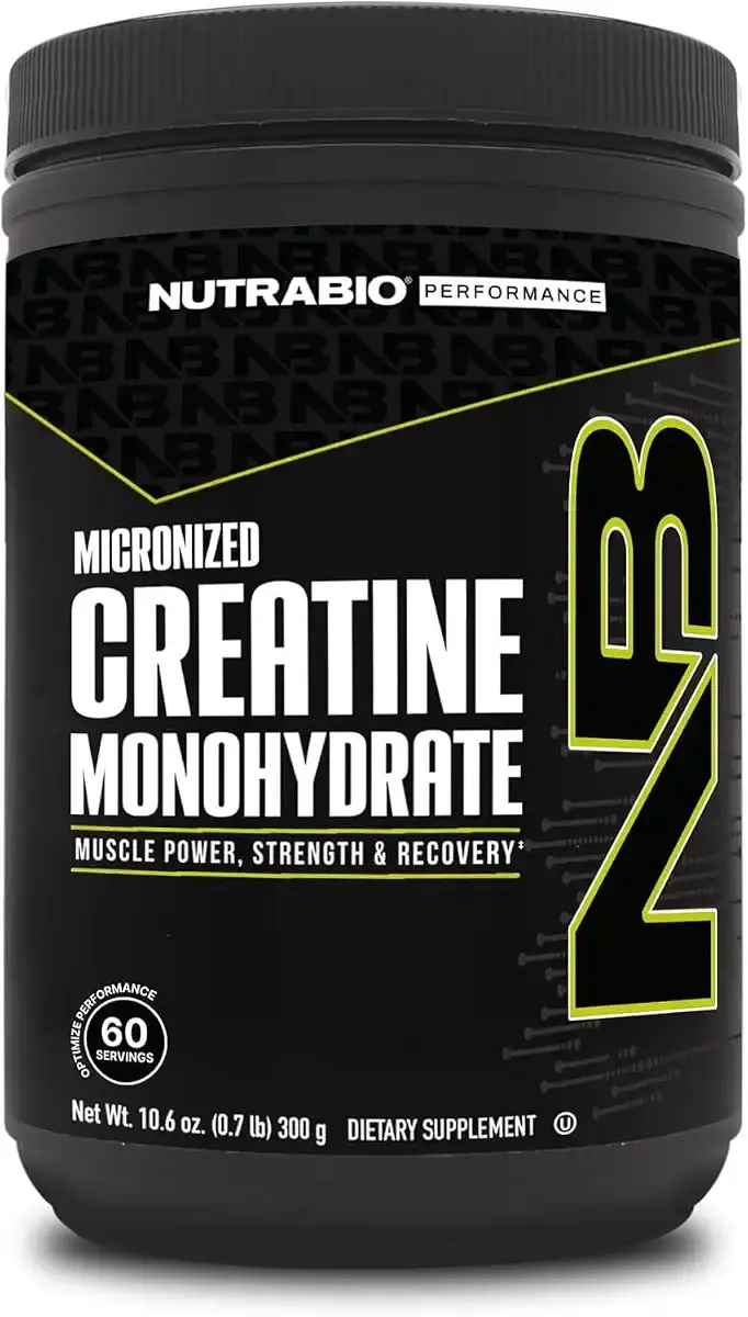 NutraBio Pure Micronized Creatine Monohydrate Powder Supplement, Unflavored, (300 g) — Powder