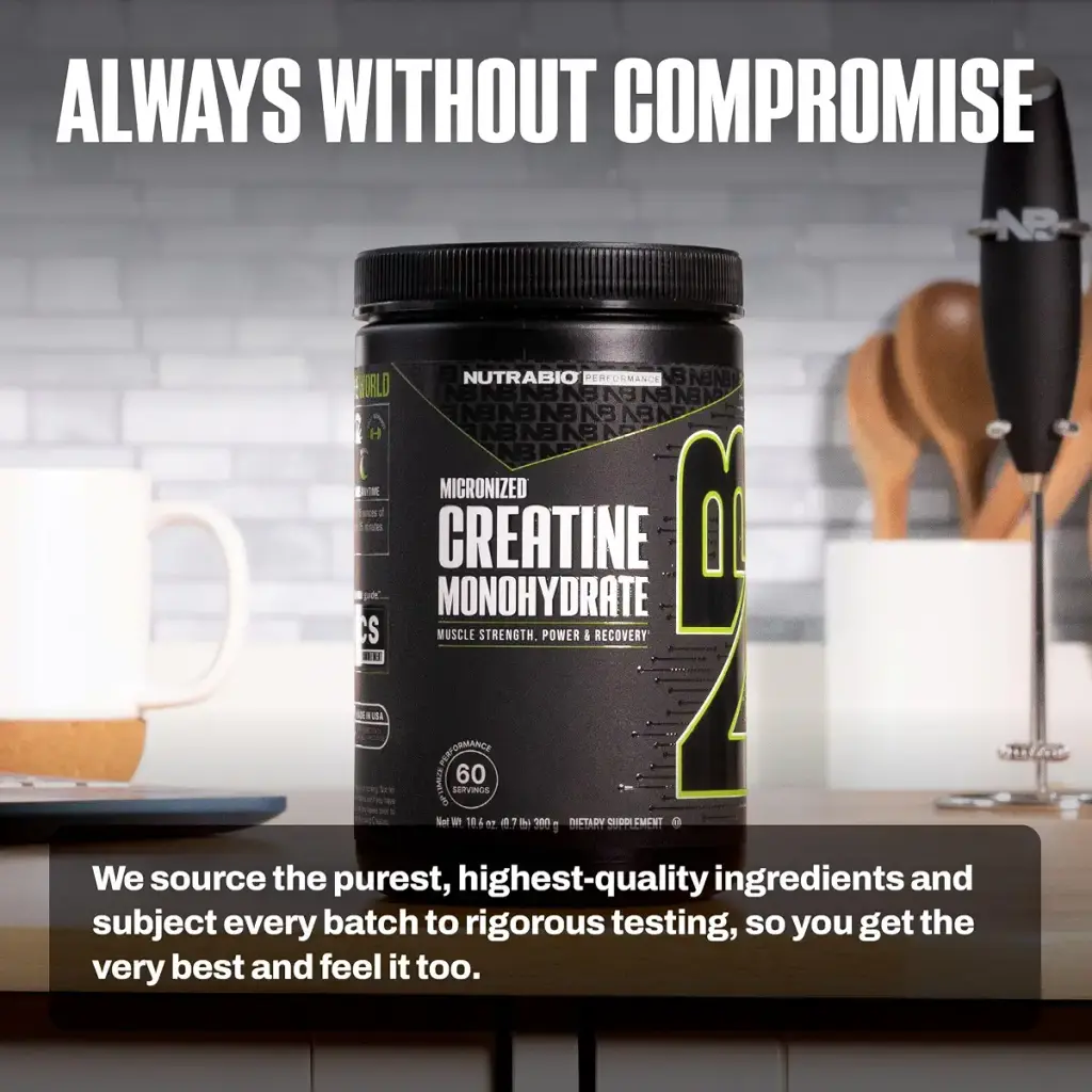 NutraBio Pure Micronized Creatine Monohydrate Powder Supplement, Unflavored, (300 g) — Sports Nutrition