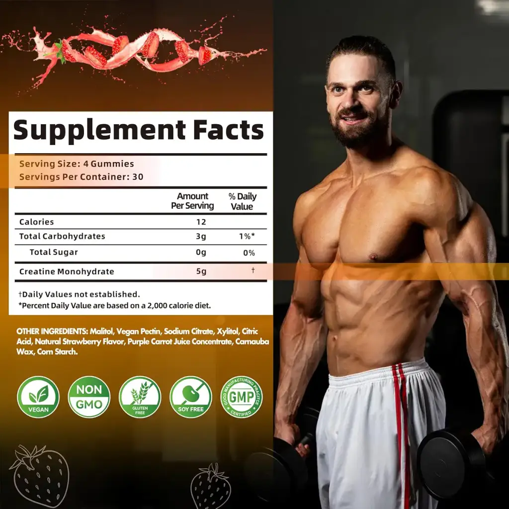 Nutravita NSF Certified Creatine Gummy - Creatine Monohydrate Gummies for Men & Women-5g — 5 g