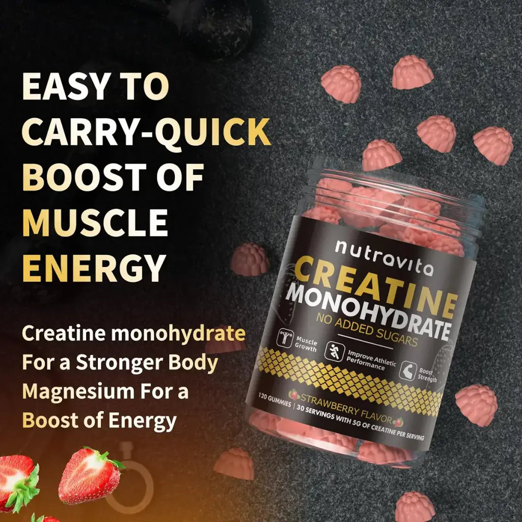 Nutravita NSF Certified Creatine Gummy - Creatine Monohydrate Gummies for Men & Women-5g — 5 g