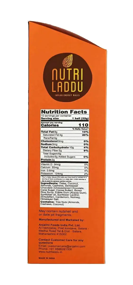 Nutri Laddu Indian Energy Balls Keto Friendly On-The-Go Single Serve Snack (Box of 5 — pack of 5