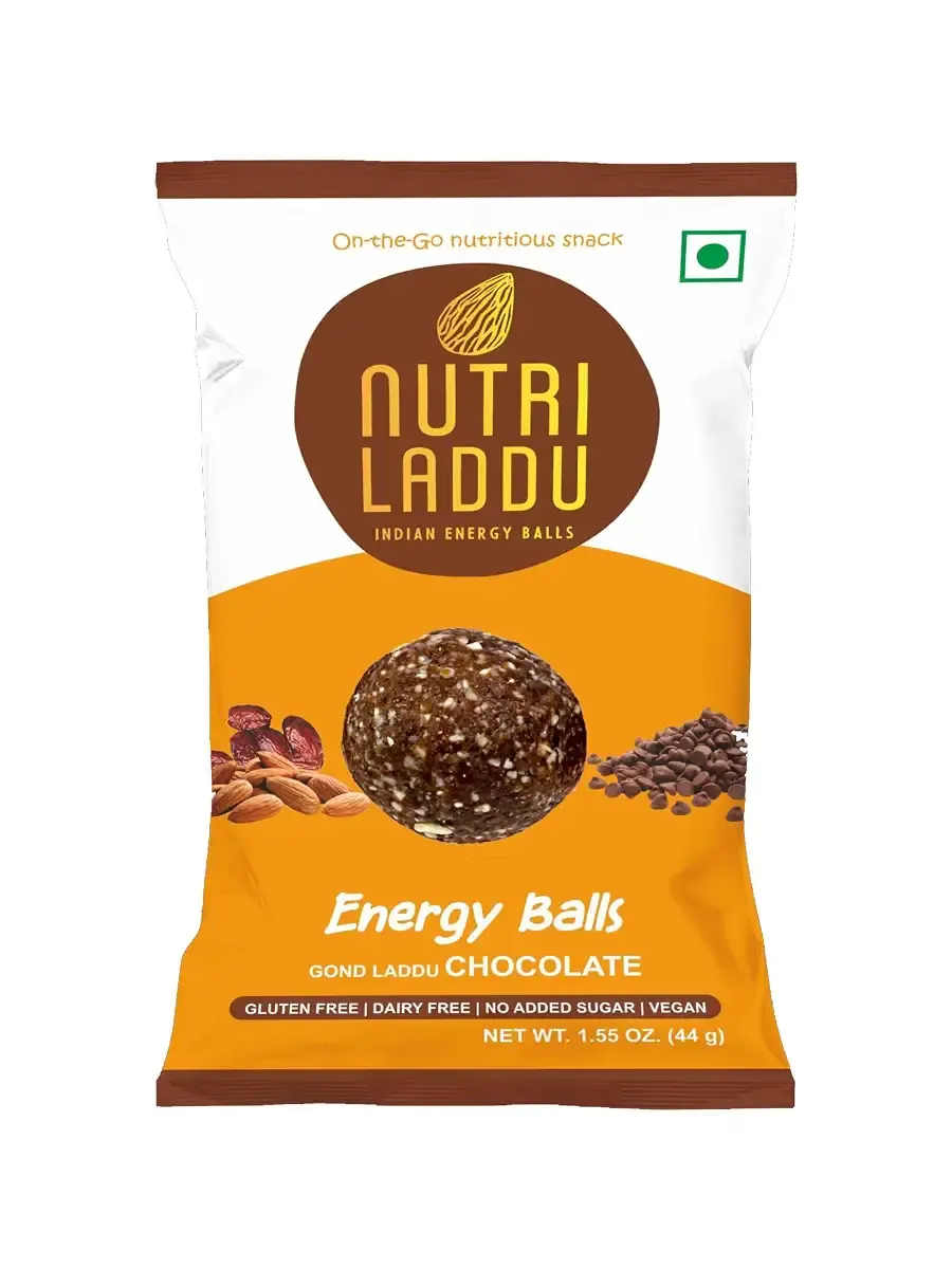 Nutri Laddu Indian Energy Balls Keto Friendly On-The-Go Single Serve Snack (Box of 5 — Stick packs