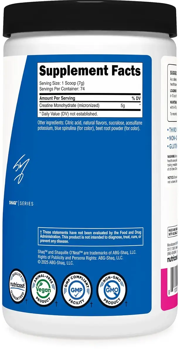 Nutricost Creatine Monohydrate Powder (Shaq's Berry Blast 500 Gram) - Micronized Creatine — Berry
