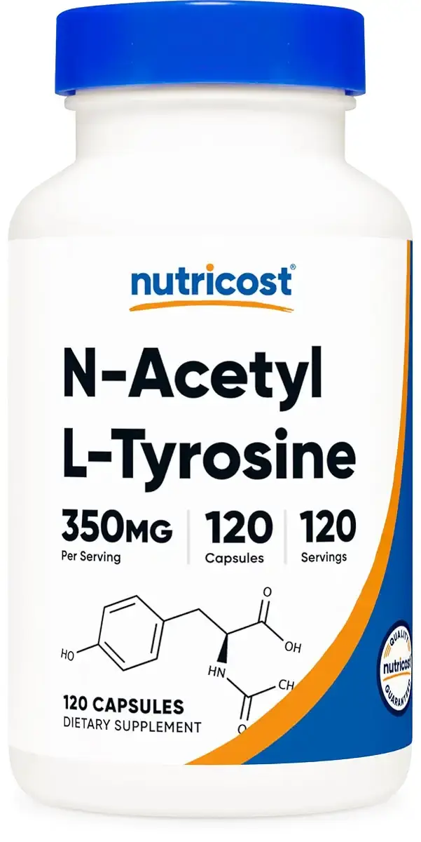 Nutricost N-Acetyl L-Tyrosine (NALT) 350mg 120 Capsules (2 Bottles) - Gluten Free Non-GMO — pack of 2