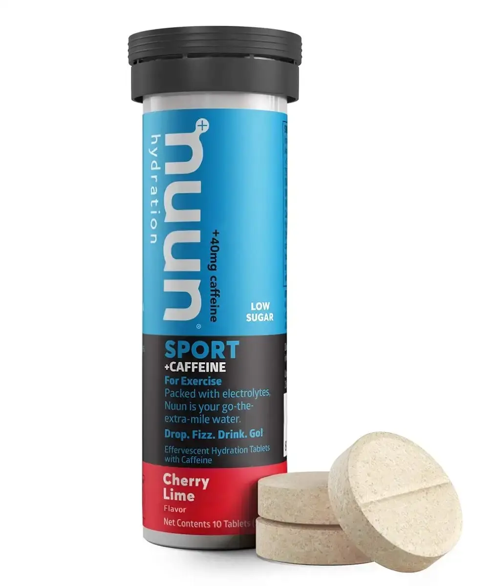 Nuun Sport + Caffeine: Electrolyte Drink Tablets, Cherry Limeade, 1 Tube (10 Servings) Cherry Limeade 10 Count (Pack of 1)