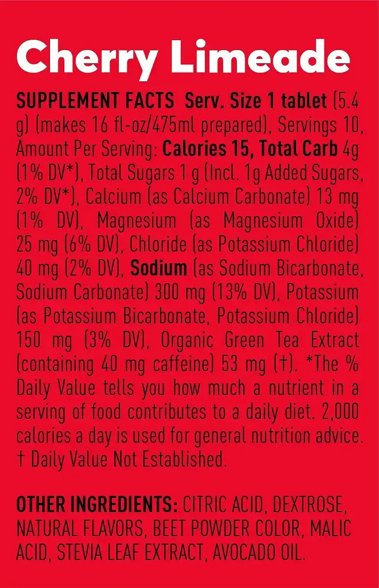 Nuun Sport + Caffeine: Electrolyte Drink Tablets, Cherry Limeade, 1 Tube (10 Servings) — pack of 10