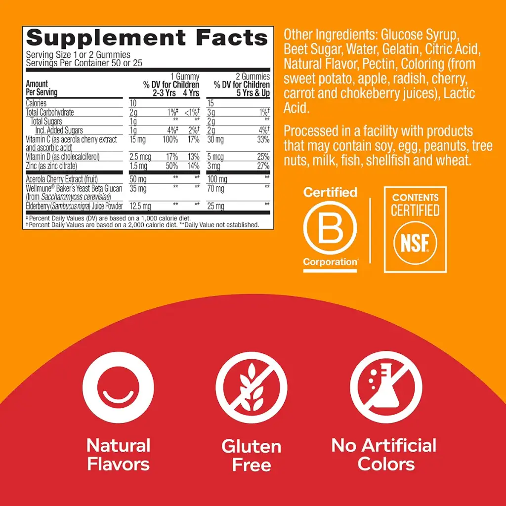 Olly Kids Gummy Immune Support Wellmune Elderberry - 50 Gummies — Gummies
