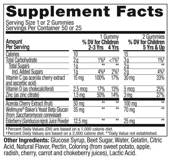 Olly Kids Gummy Immune Support Wellmune Elderberry - 50 Gummies — pack of 50