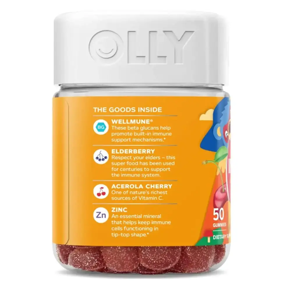 Olly Kids Gummy Immune Support Wellmune Elderberry - 50 Gummies — Vitamins