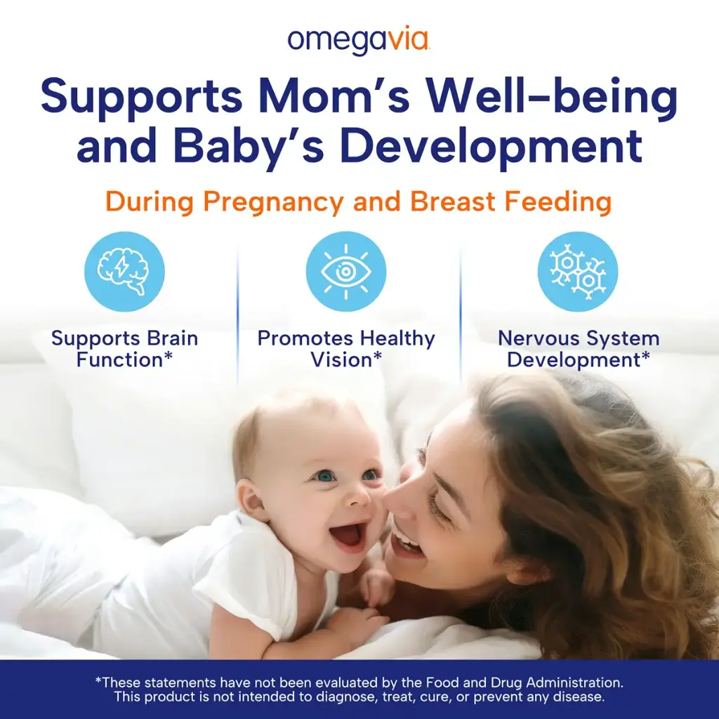 OmegaVia Prenatal DHA 600mg | Fish-Free Omega-3 Supplement | Supports Baby s Brain Eye & — 600 mg