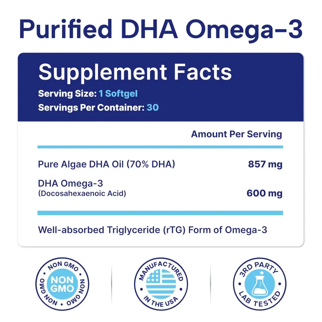 OmegaVia Prenatal DHA 600mg | Fish-Free Omega-3 Supplement | Supports Baby s Brain Eye & — Vitamins