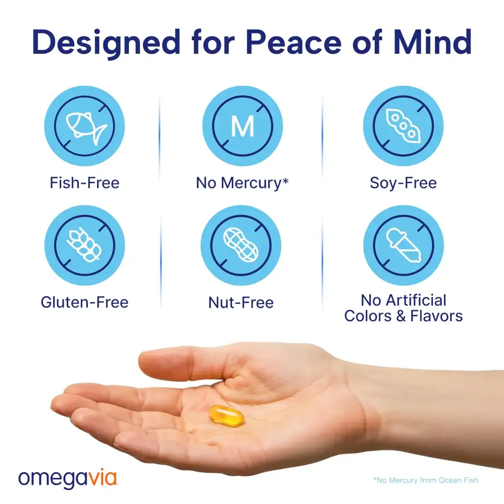 OmegaVia Prenatal DHA 600mg | Fish-Free Omega-3 Supplement | Supports Baby s Brain Eye & — 600 mg