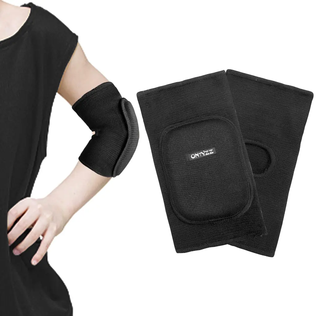 ONTYZZ Elbow Pads with Thicken Sponge Padding Breathable Stretchy Cotton Elbow Pads for Kids Child Girls Boys Teens Youth Women Black