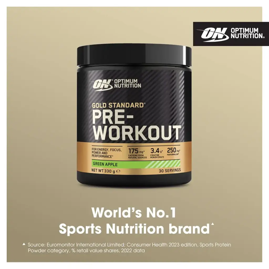 Optimum Nutrition Gold Standard Pre Workout Green Apple Flavoured Powder 330g — 330 g
