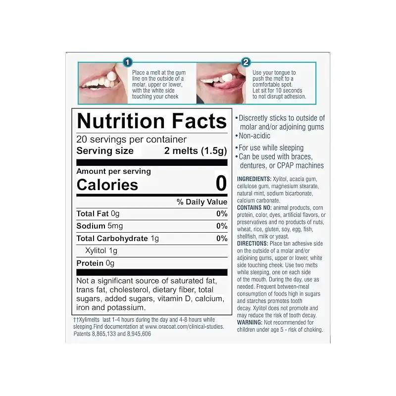 OraCoat XyliMelts Dry Mouth Relief Moisturizing Oral Adhering Discs Mild Mint with — Mint