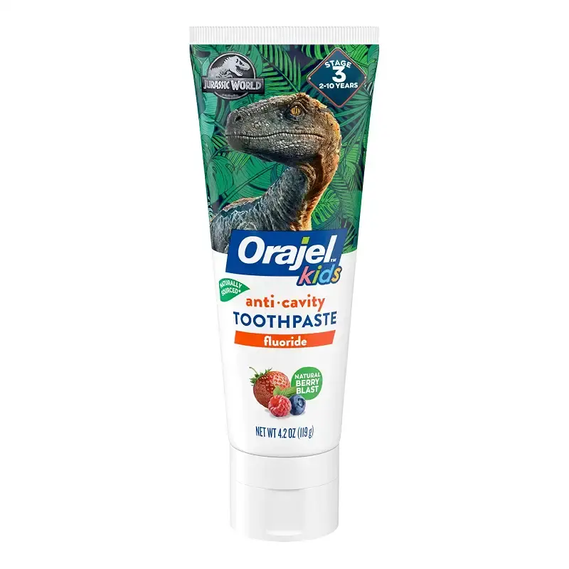 Orajel Jurassic World Anticavity Fluoride Berry Blast Flavor- Kids Toothpaste Tube, 4.2 Oz