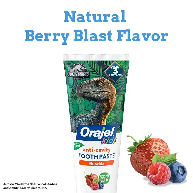 Orajel Jurassic World Anticavity Fluoride Berry Blast Flavor- Kids Toothpaste Tube, 4.2 Oz — 4.2 oz