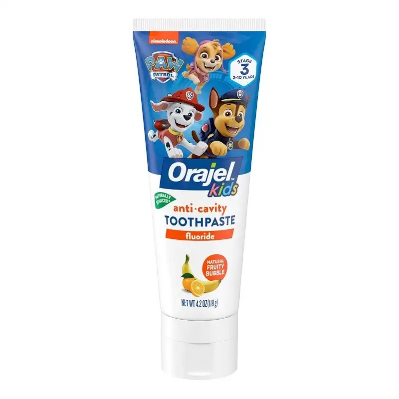Orajel Kids Paw Patrol Anti-Cavity Fluoride Toothpaste, Natural Fruity Bubble Flavor, 4.2oz Tube
