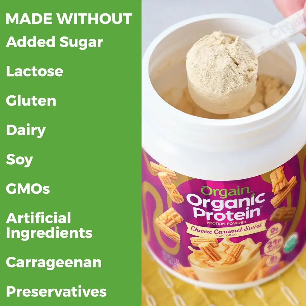 Orgain Organic Vegan Protein Powder Churro Caramel Swirl - 21g of Plant Based Protein Low — Sports Nutrition