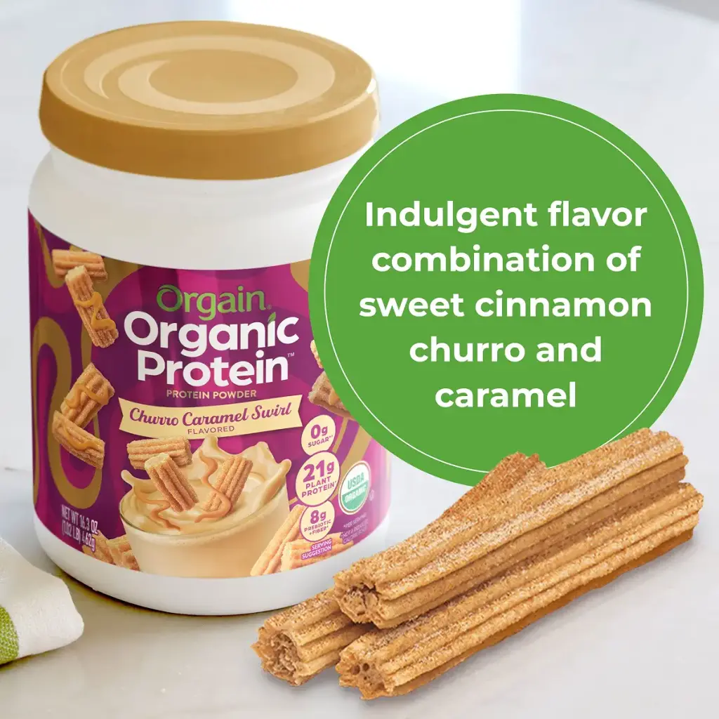 Orgain Organic Vegan Protein Powder Churro Caramel Swirl - 21g of Plant Based Protein Low — 21 g