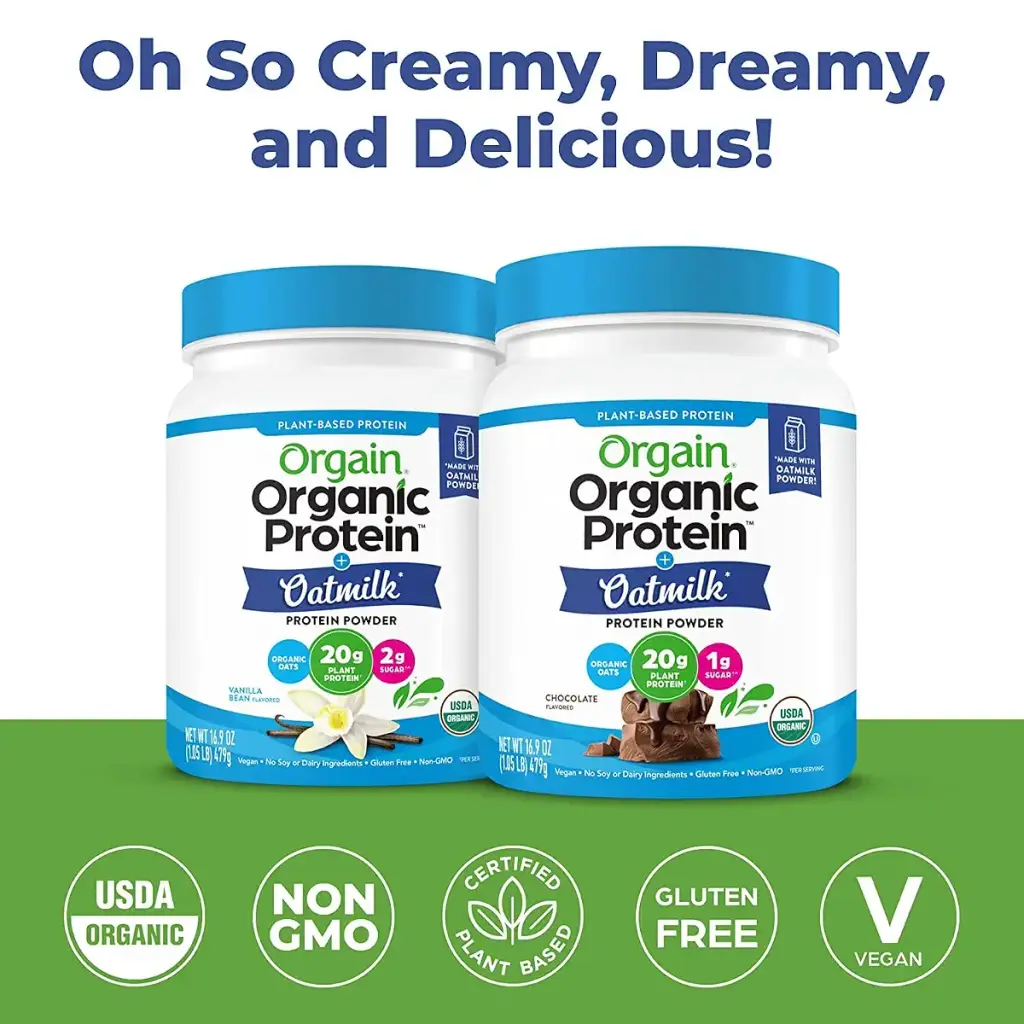 Orgain Vegan Protein Powder + Oatmilk, Vanilla Bean, 20g of Plant Based Protein, 2g of — 20 g