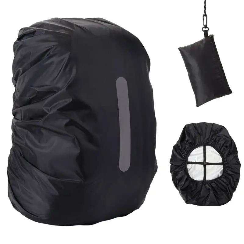 OrgaNeat Waterproof Rain Cover for 26-40L Backpack w/Reinforced Rainproof Layer & Reflective Strip & Storage Bag, Built-in Anti-Slip Cross Buckle Straps for Cycling Travel Hiking Camping-Black Medium