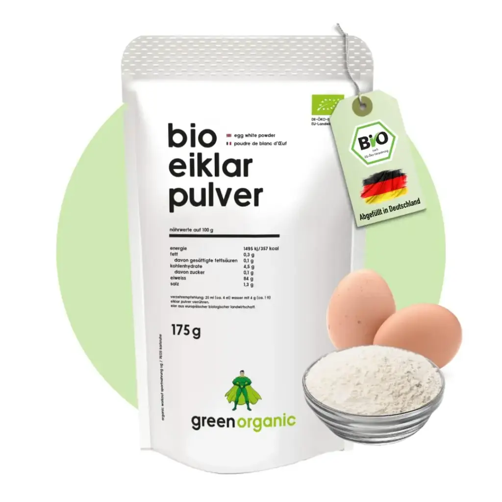 Organic Workout Organic egg white powder pure egg white protein from organic eggs for cooking baking and shakes pasteurized spray dried 175g GreenOrganic Eiklar 175 g
