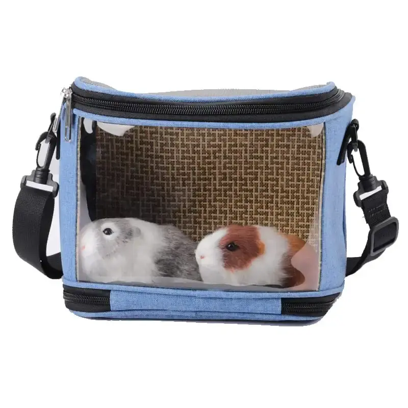 Osindii Bird Travel Cage Small Animals Hamster Carrier Bag PVC Transparent Parrots Travel Cage Breathable Pet Birds Bag Backpack with Shoulder Strap (blue)