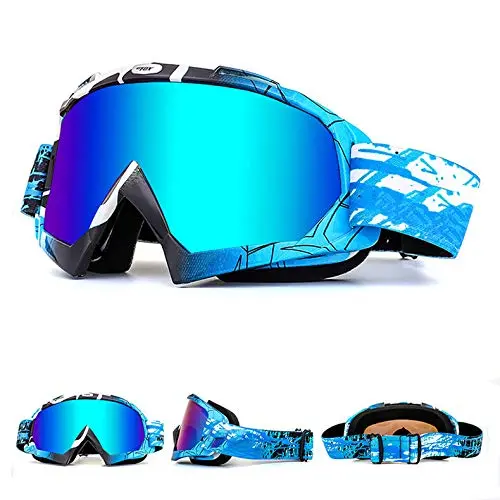 OTG Ski Snow Goggles, UV Protection Anti Fog Snowboard Goggles for Men Women Youth Blue