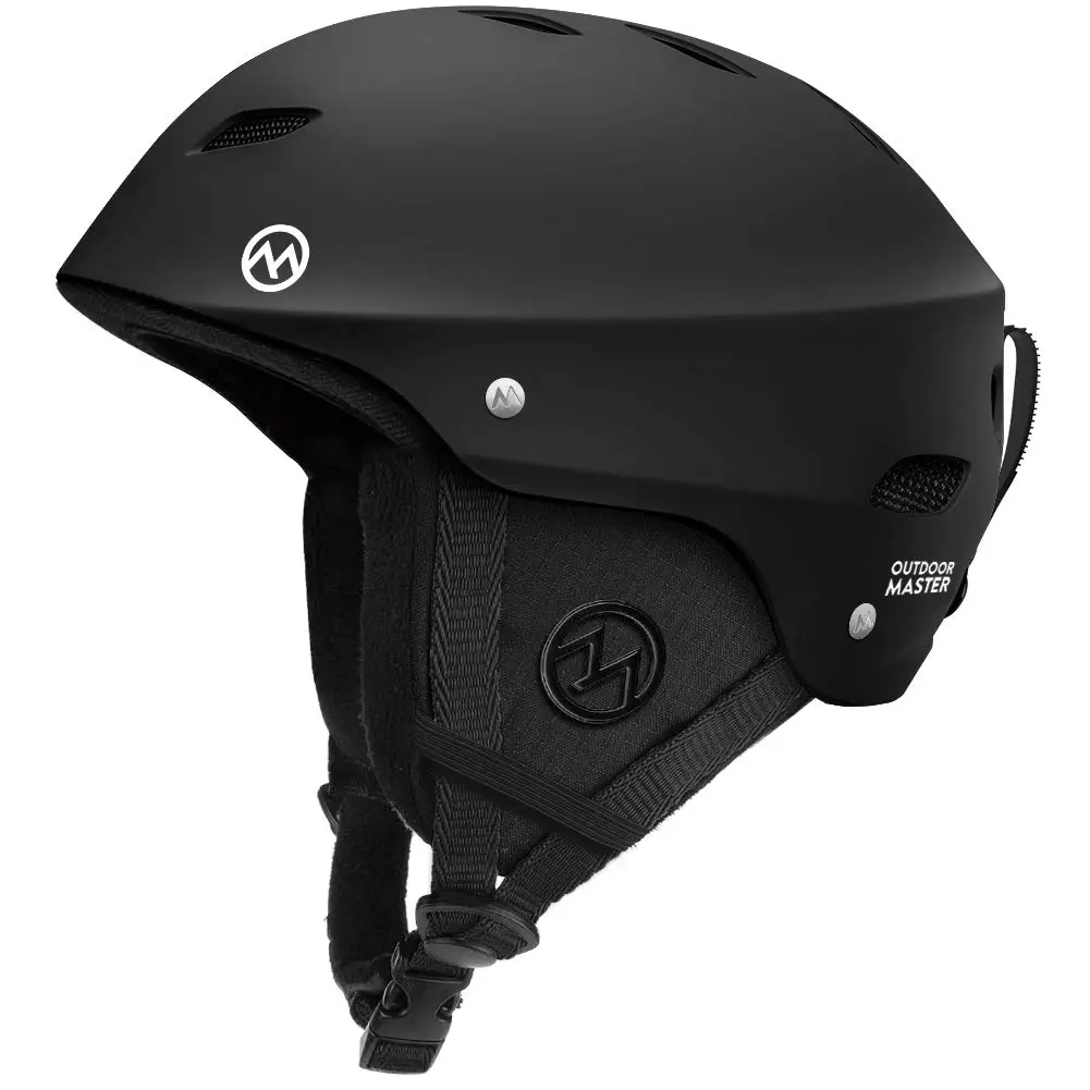 OutdoorMaster Kelvin Ski Helmet - Snowboard Helmet for Men, Women & Youth Black Large