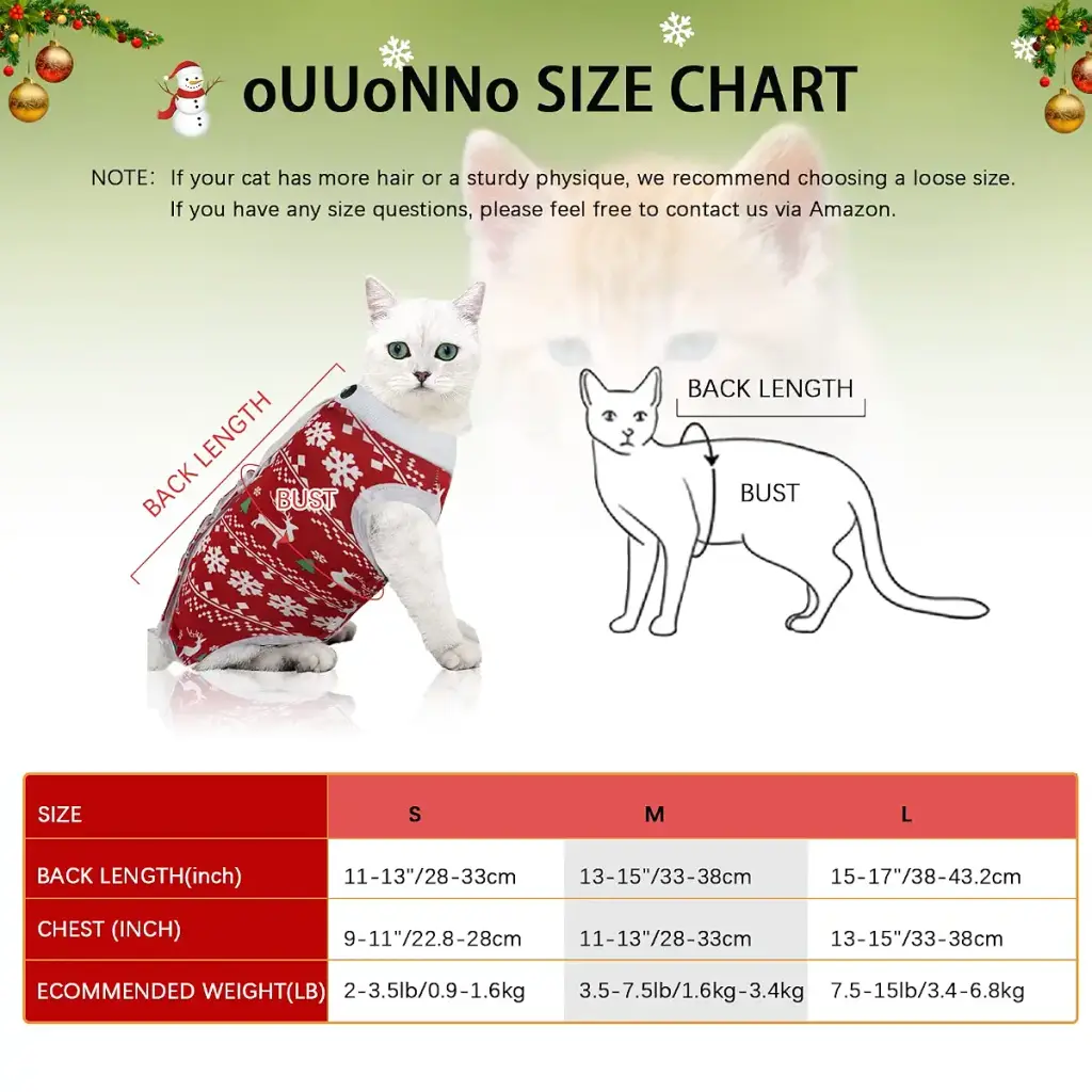 oUUoNNo Cat Wound Surgery Recovery Suit for Abdominal Wounds or Skin Diseases, After — OUUoNNo