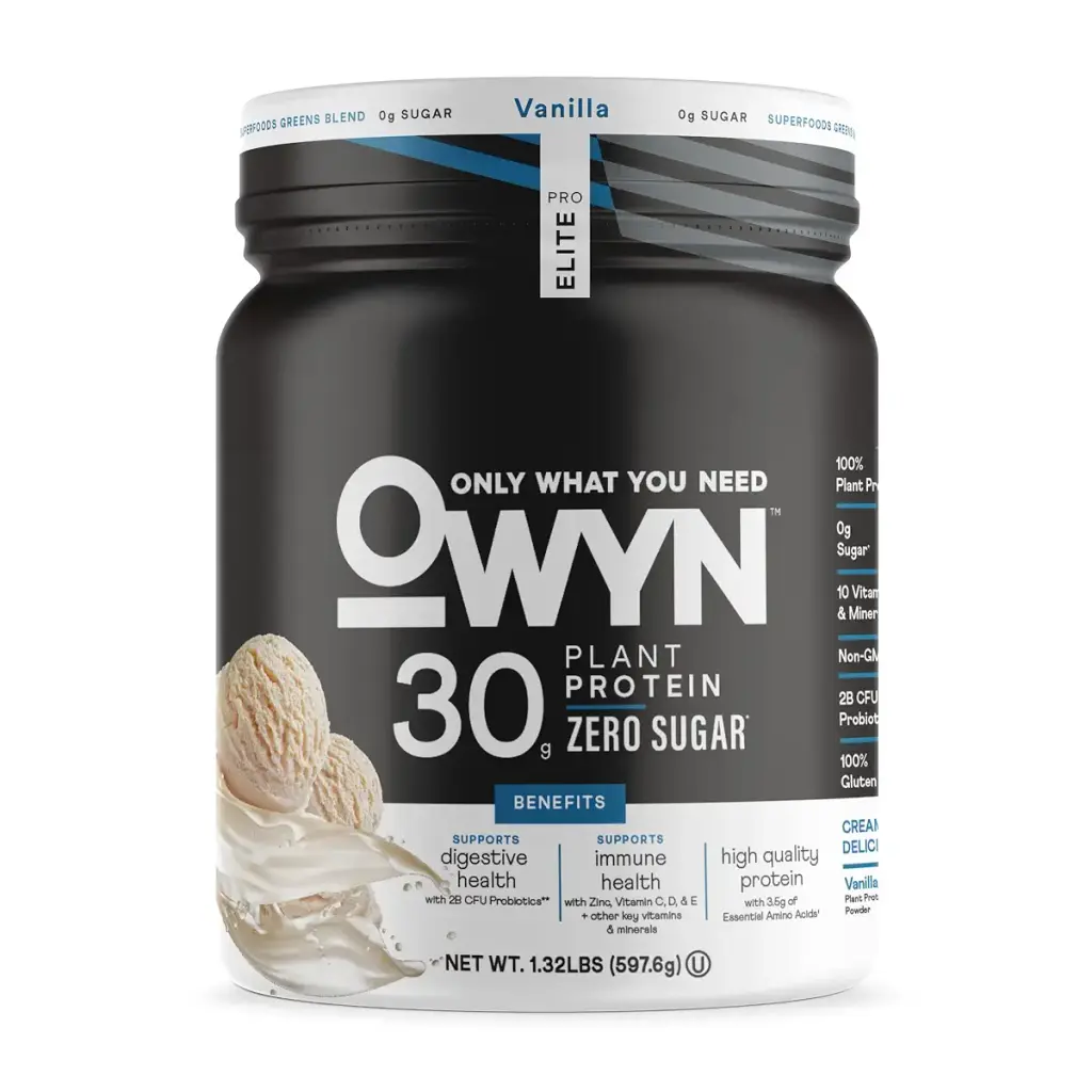 OWYN Only What You Need Pro Elite High Protein Powder 30g Vegan Protein for Workout Recovery Delicious Smooth Taste Zero Sugar Low Net Carbs Vanilla 12 Servings (1.32 LB) Vanilla 1.09 Pound (Pack of 1)