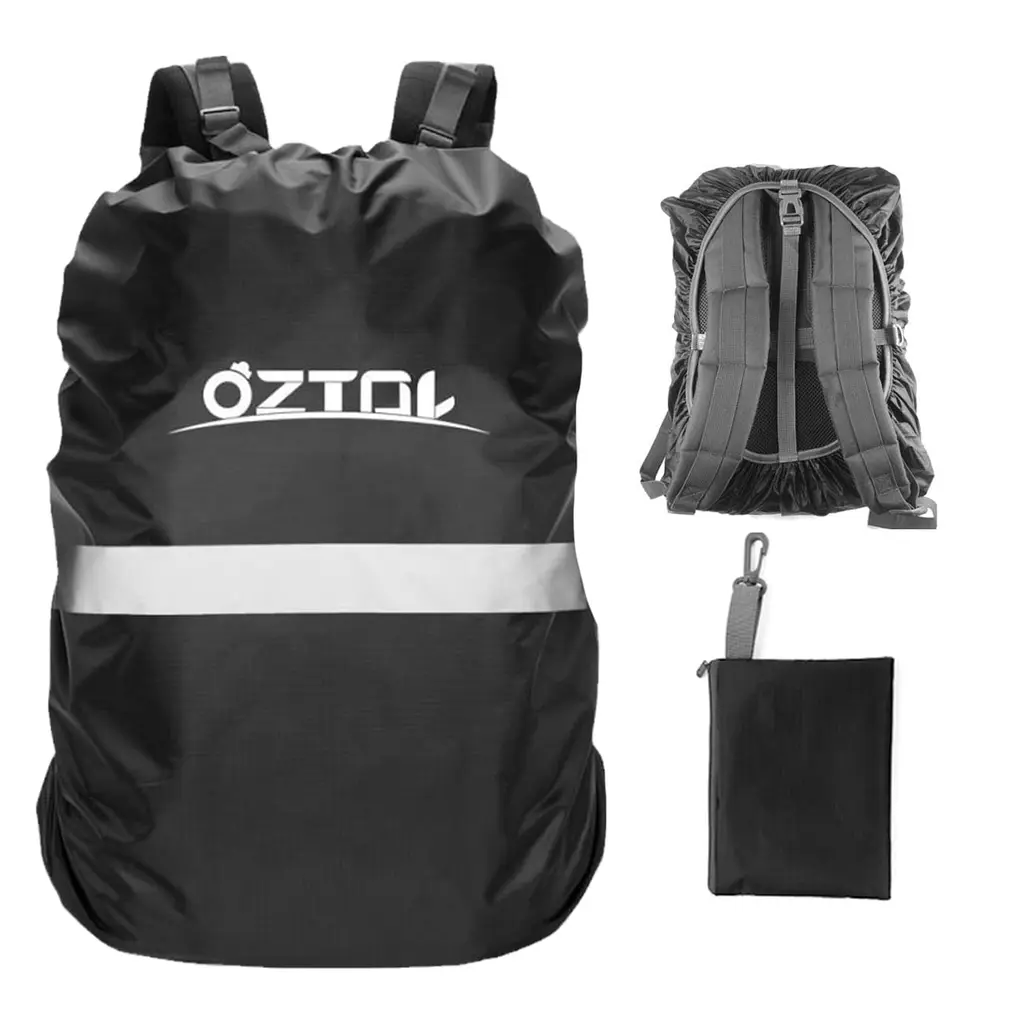 OZTDL Upgraded Triple Backpack Waterproof Cover, Anti-Slip Cross Buckle Strap,Ultralight Rucksack Rain Covers with Reflective for Hiking,Camping,Traveling,Biking black 55-60L