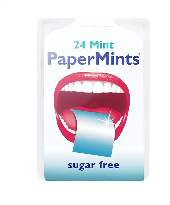 PaperMints Fresh Breath Strips one Box of 24 Pocket-Packs (24 Strips per Pocket-Pack) — Papermints