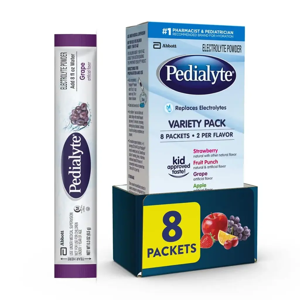 Pedialyte Electrolyte Powder Electrolyte Drink Variety Pack Powder Sticks 0.3 Oz 8 Count