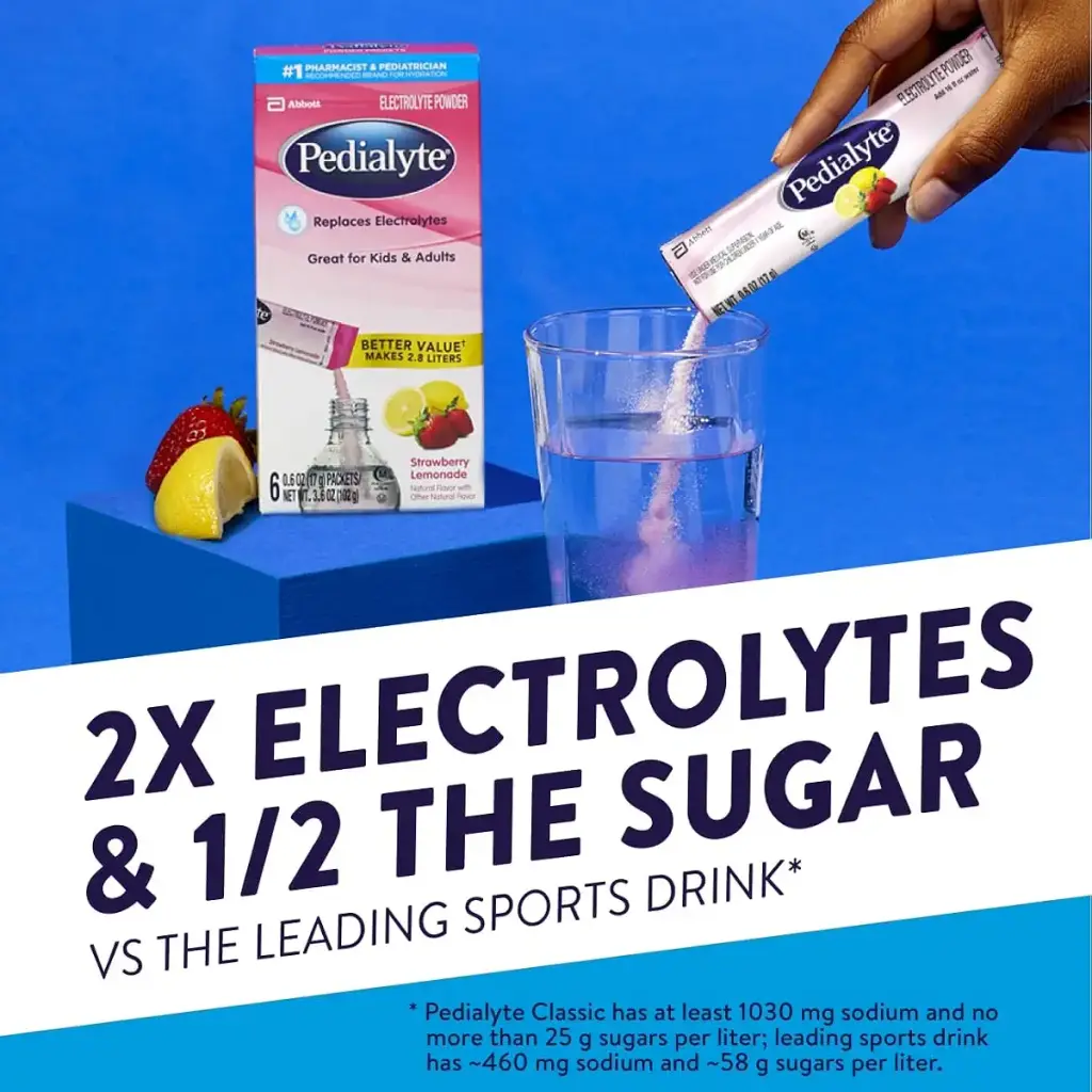 Pedialyte Electrolyte Powder, Strawberry Lemonade, Electrolyte Hydration Drink, 0.6 Ounce — Powder
