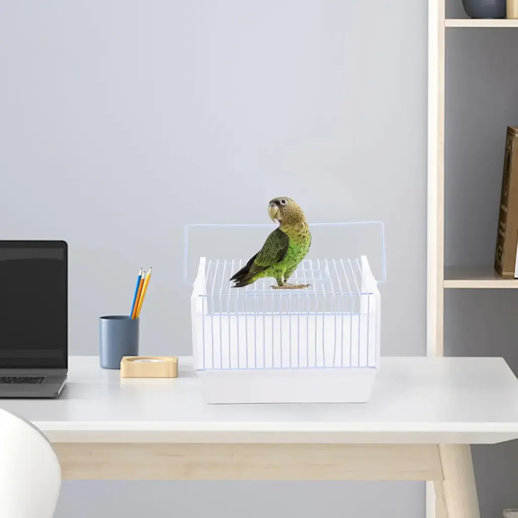 Pet Bird Cage Bird Carrier Cage Portable Parrot Travel Cage with Wooden Perch and Water — Pet