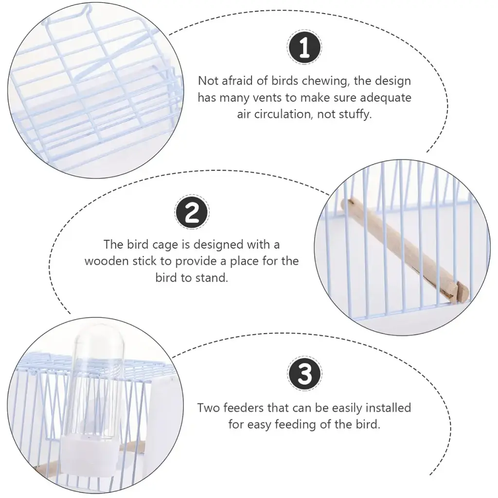 Pet Bird Cage Bird Carrier Cage Portable Parrot Travel Cage with Wooden Perch and Water — Pet