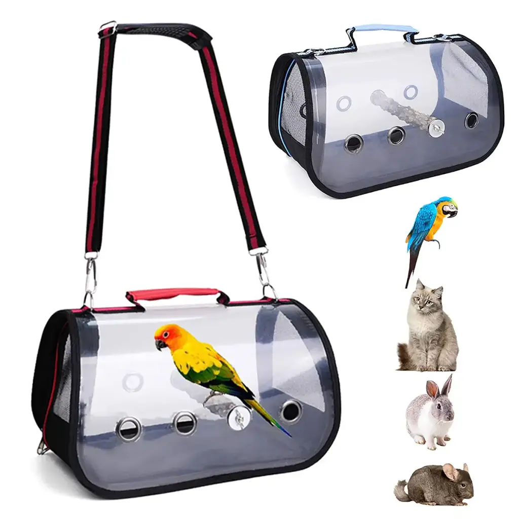Pet Birds Bag Lightweight Bird Carrier PVC Transparent Travel Cage Foldable Ventilation — DZAY