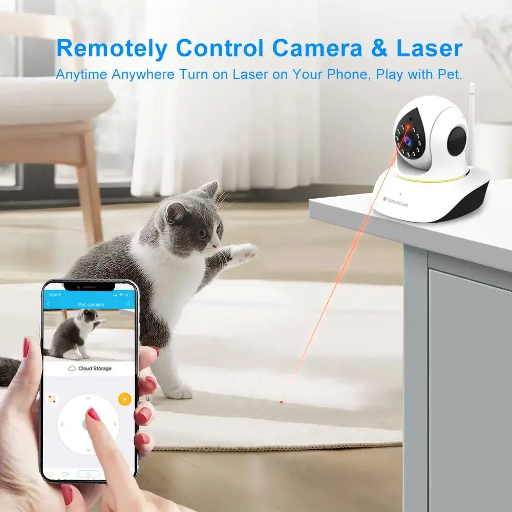 Pet Camera, VStarcam Cat Camera with Laser Wireless Dog Camera 1080P Cat Toys, Night — VSTARCAM