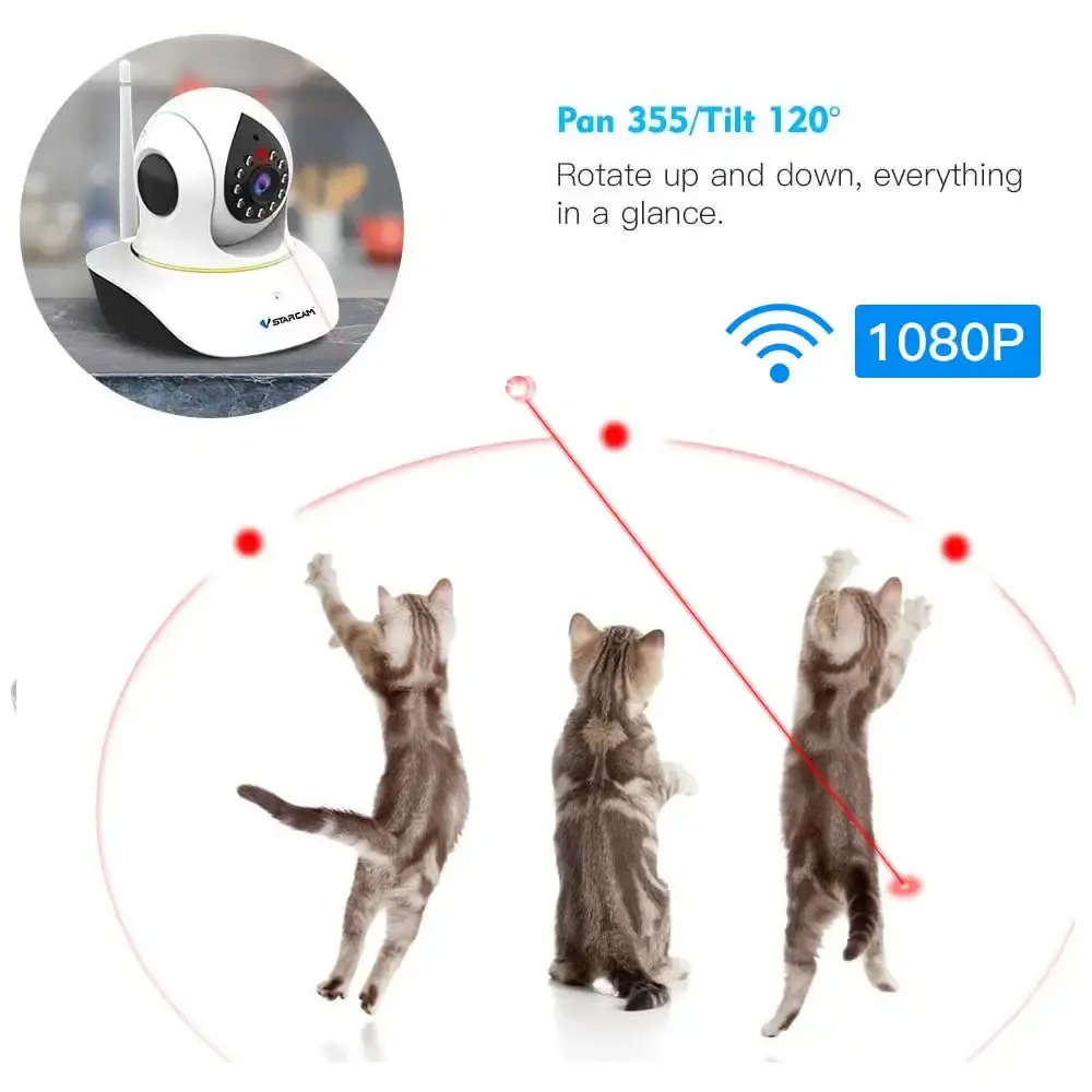 Pet Camera, VStarcam Cat Camera with Laser Wireless Dog Camera 1080P Cat Toys, Night — Pet