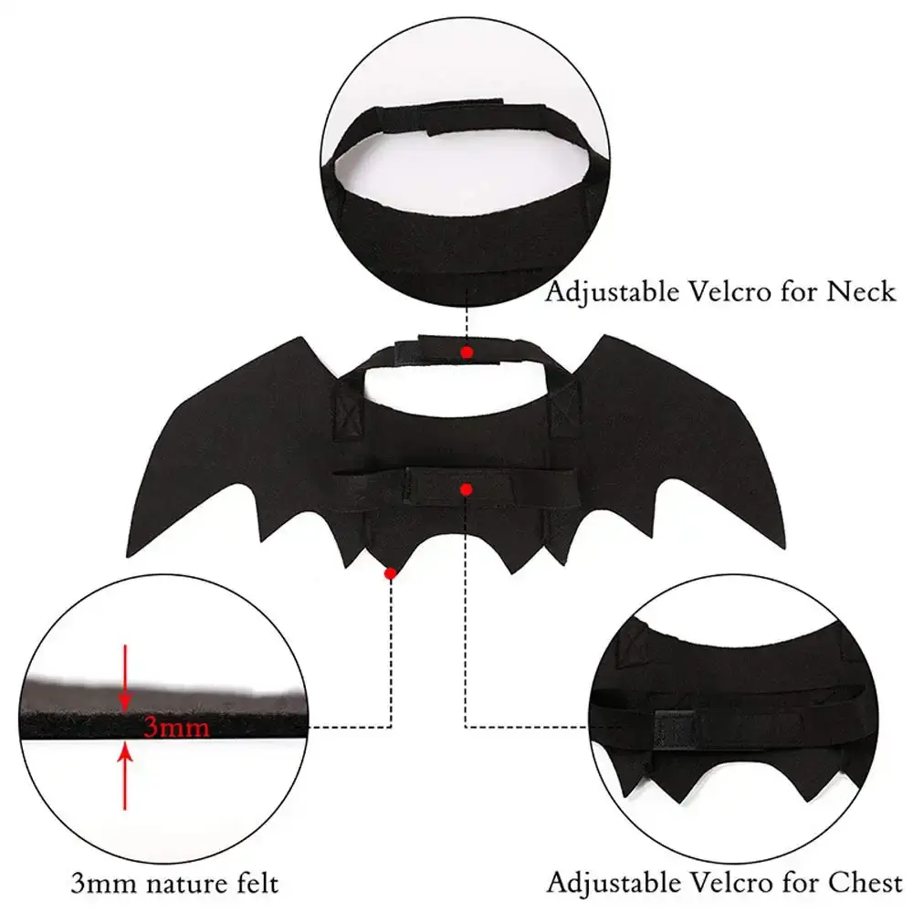 Pet Cat Bat Wings for Halloween Party Decoration, Puppy Collar Leads Cosplay Bat — Puoyis