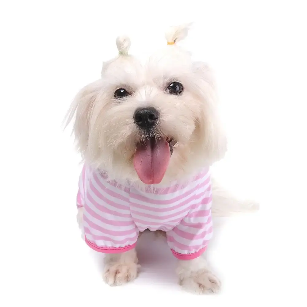 Pet Dog Pajamas Soft Cotton Shirt Jumpsuit Cute Overall Doggy Cat Strip Clothes Apparel — Petall