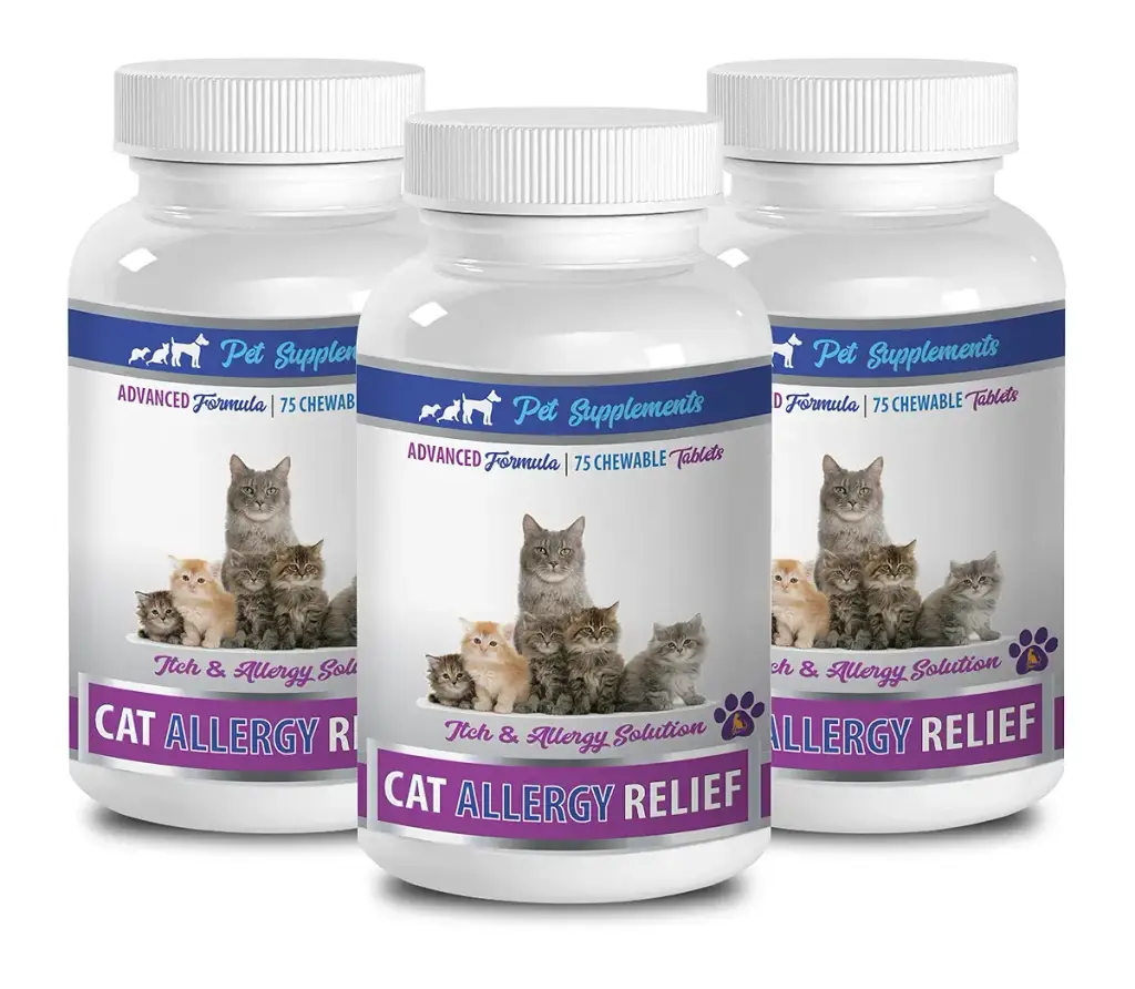 PET SUPPLEMENTS & NUTRITION LLC cat Itchy Skin Relief - CAT Allergy Relief Complex - Itch Relief Solution - Immune Support - VETS Recommended - cat Allergy Chews - 3 Bottles (225 Chewable Tablets)