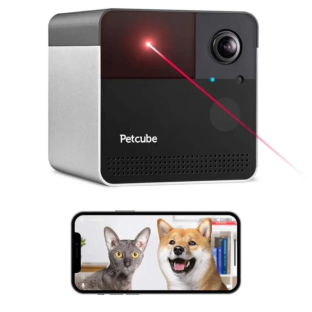 Petcube Play 2 Wi-Fi Pet Camera with Laser Toy & Alexa Built-In, for Cats & Dogs. 1080P HD Video, 160 Full-Room View, 2-Way Audio, Sound/Motion Alerts, Night Vision, Pet Monitoring App Matte Silver Petcube Play