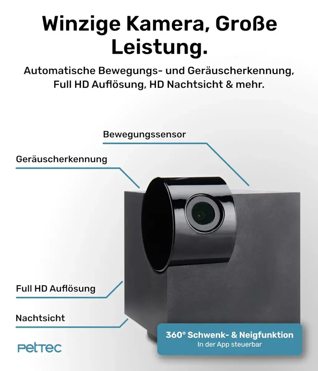 Pettec CAM 360 Pet camera Dog camera with app without subscription trap - cats & dogs — Pet