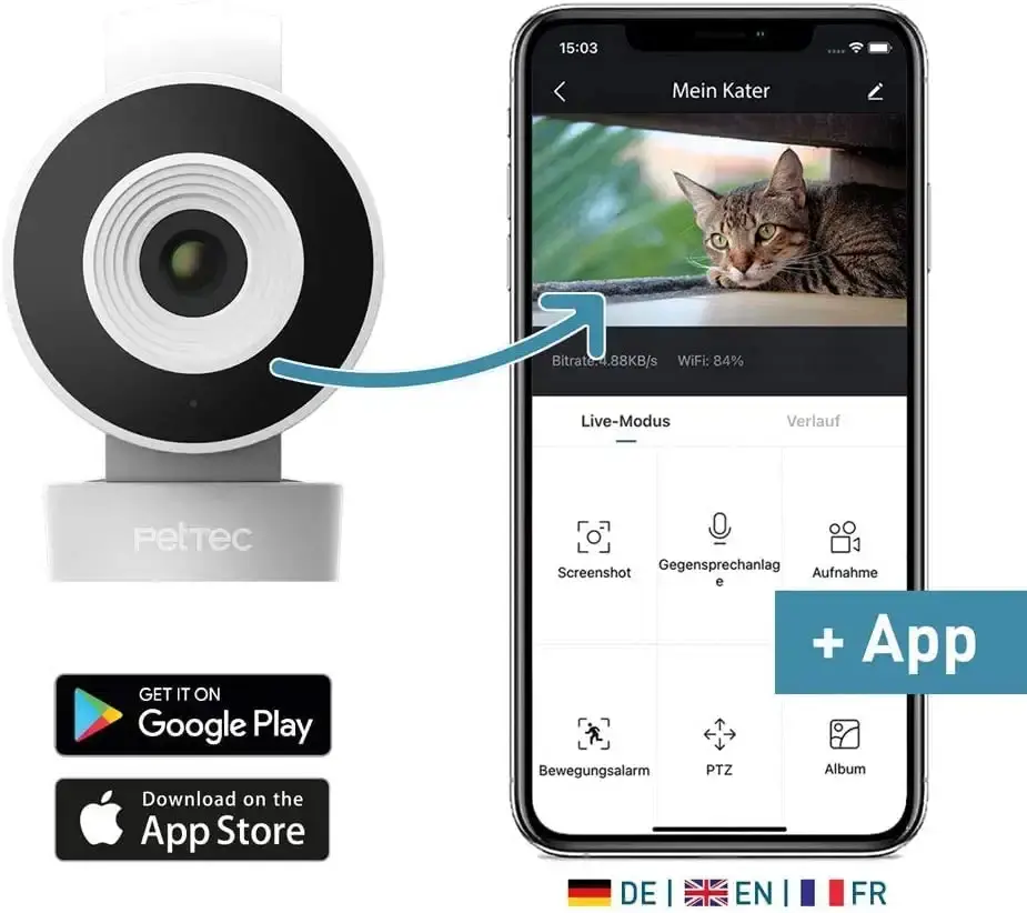 Pettec cam lite 2er set |Monitoring camera for pets with app motion detector & cell phone — PetTec