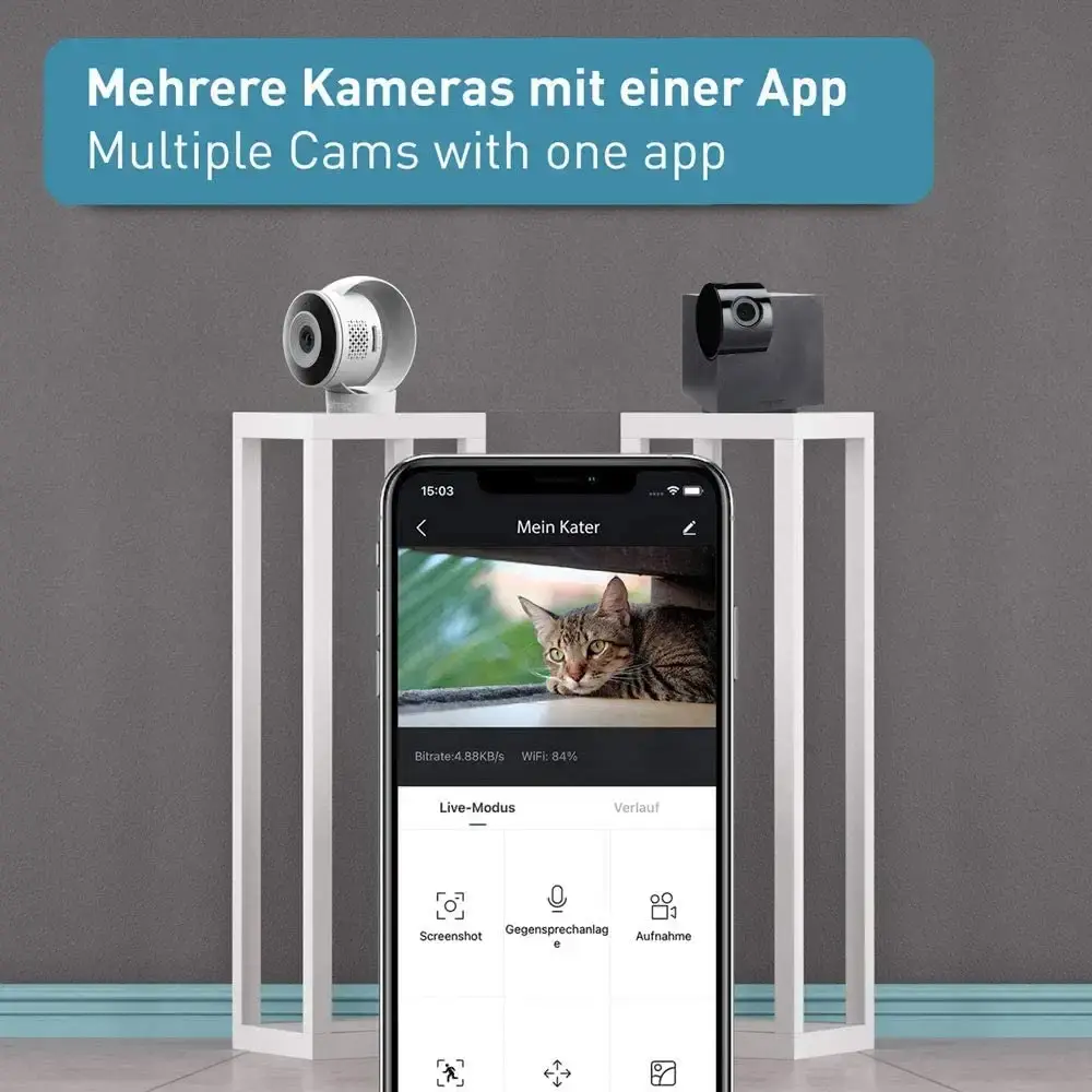Pettec cam lite 2er set |Monitoring camera for pets with app motion detector & cell phone — PetTec
