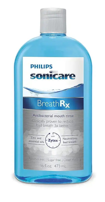Philips Sonicare BreathRx Antibacterial Mouth Rinse, Blue, Clean Mint, 16 Fl Oz