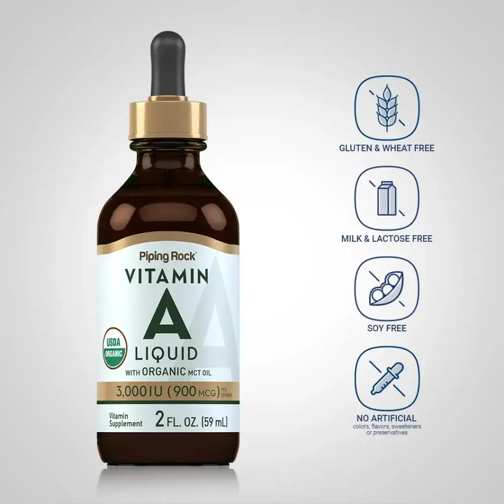 Piping Rock Vitamin A Liquid Drops | 2 fl oz | with Organic MCT Oil | Non-GMO Gluten Free — 2 fl oz